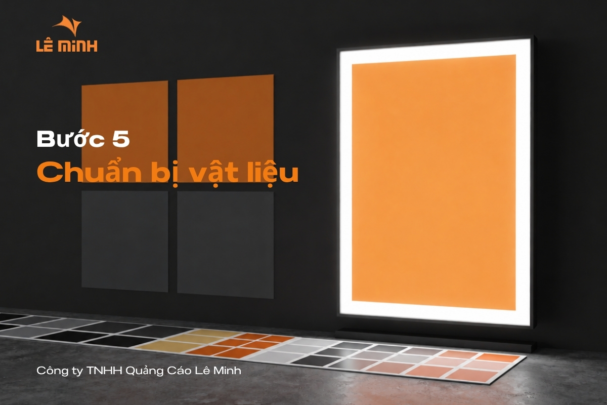 Bước 5 quy trình thi công bảng hiệu Lê Minh: chuẩn bị vật liệu